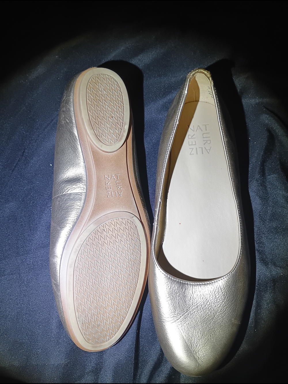 Naturalizer Metallic Silver Leather Ballet Flats